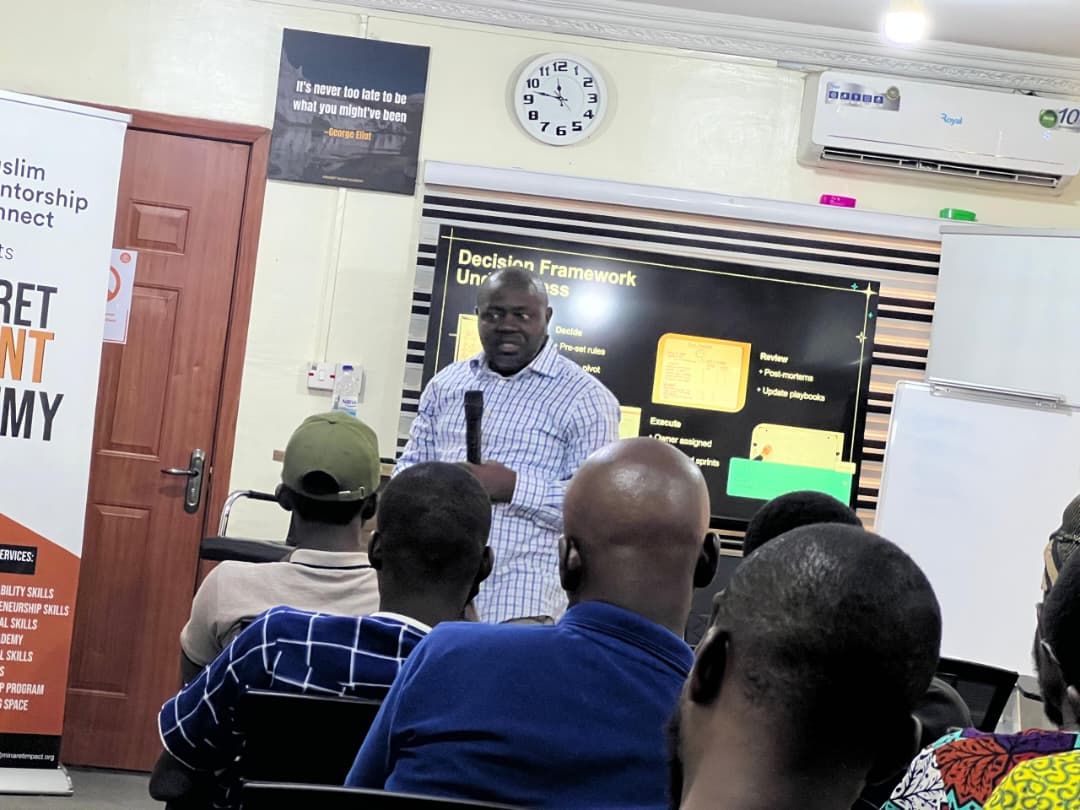 A facilitator presenting a decision framework session